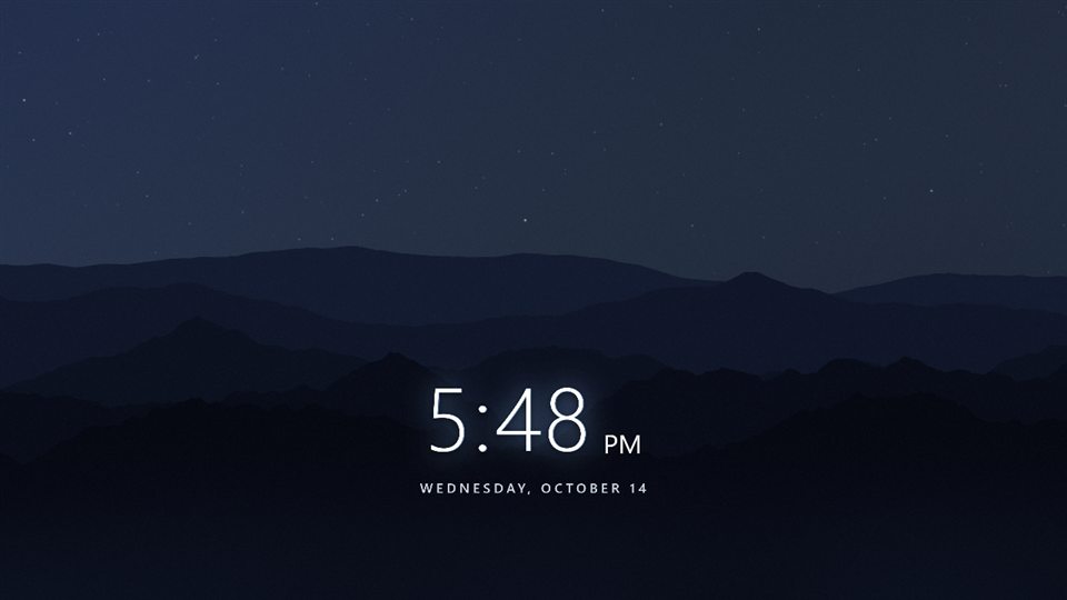 Before: a mountain wallpaper with the clock near the bottom